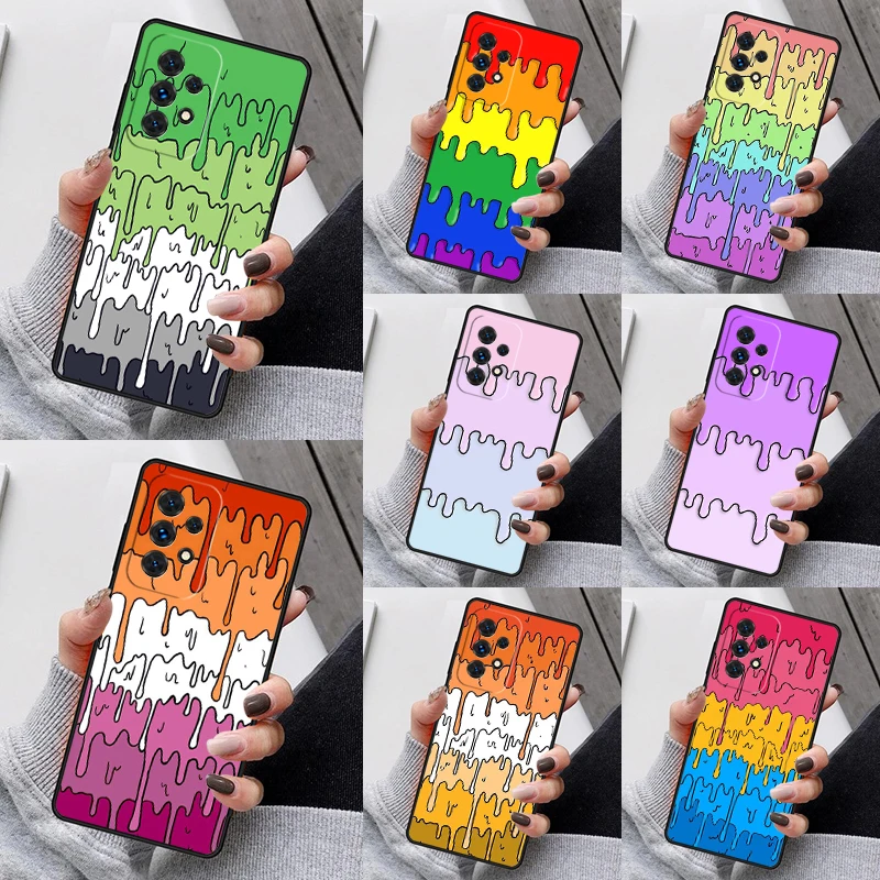 Pastel Kawaii Melting Trans Pride Phone Case For Samsung S23 S21 S20 FE S24 S22 Ultra Note20 S10 S9 S8 Plus A40 A52 A13 A53