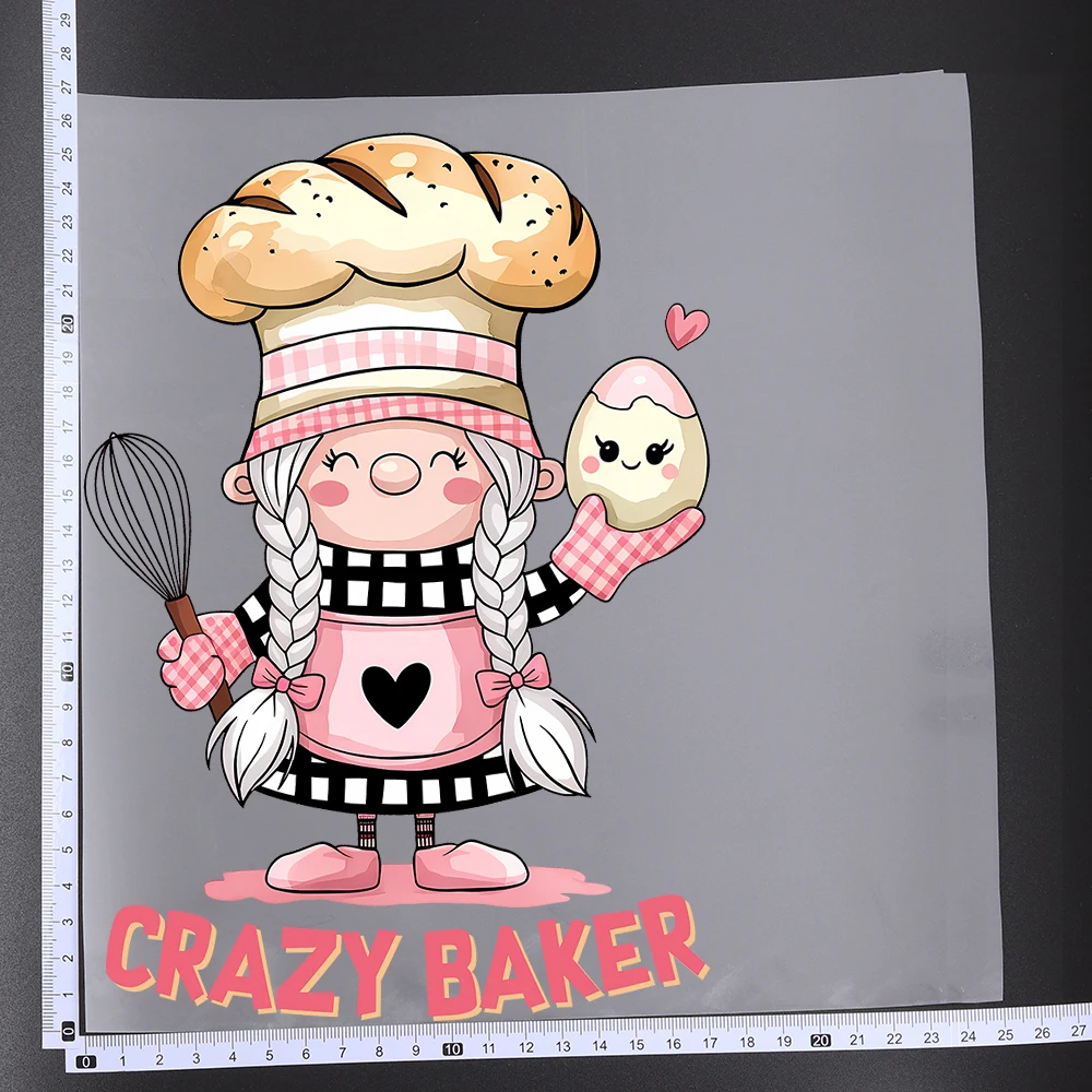 Cartoon Cooking Tools Crazy Baker Letter Transfer Patches For Clothes DIY A-Level Washable T-shirts Iron-on Thermal Stickers