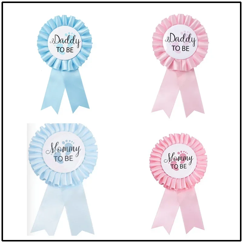 Mommy To Be Satin Sashes Headband Daddy To Be Badge Shoulder for Baby Shower Gender Reveal Party Decoration Favor Supplies 4F