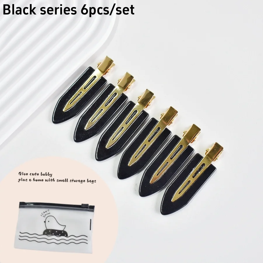 6 STKS/SET Dames Multi-gekleurde Acryl Niet-buigende haarspeld Dagelijkse make-up Gezichtswas Pony Gebroken haar Afwerking Traceless Haarspeld Pro