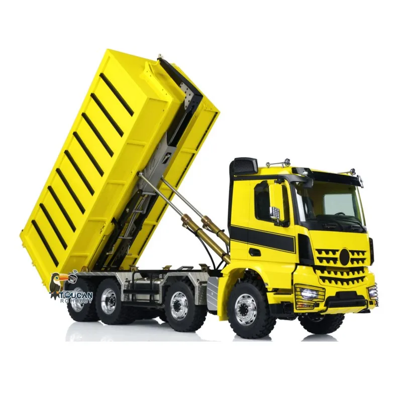 LESU 1/14 Metal Hydraulic RC Dump Truck Roll On/Off Tipper Waste Bin Car RTR I6S Light Sound Painted Finished Vehicle Car Toys