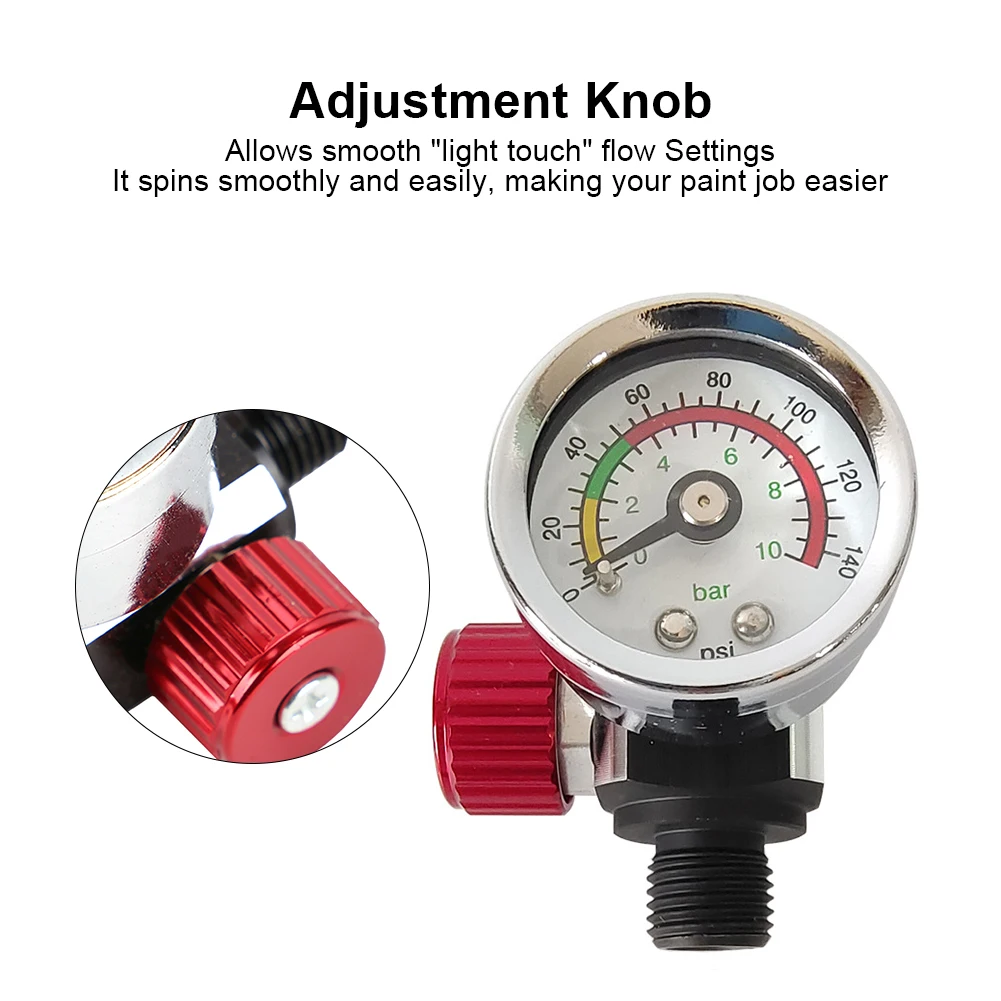 Pneumatic 1/4 Inch NPT Portable Air Pressure Regulator Inline Spray Paint Manual Tool Accessories Compressor 0-140 PSI Control