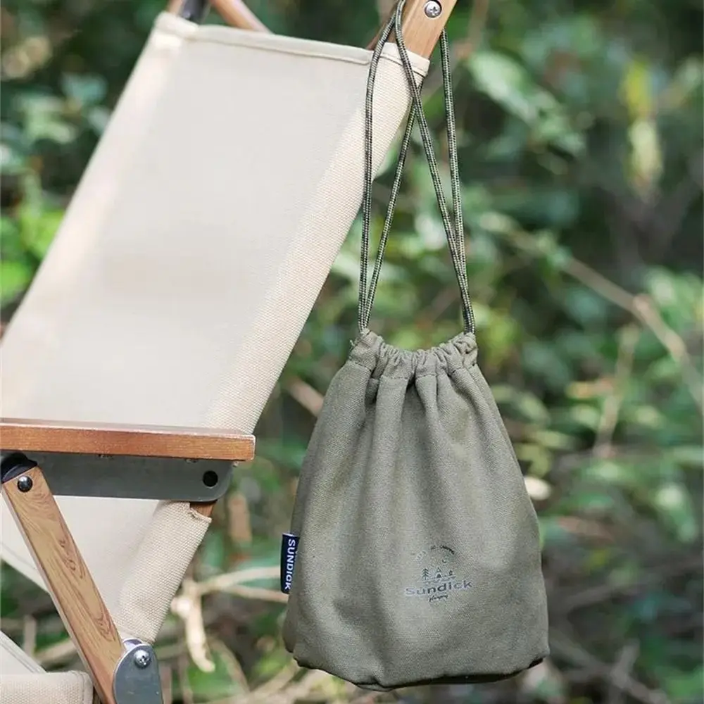 Canvas Outdoor Tissue Box Durable Lightweight Drawstring Bag Zipper Large Capacity Tissue Storage Box Camping Accessories