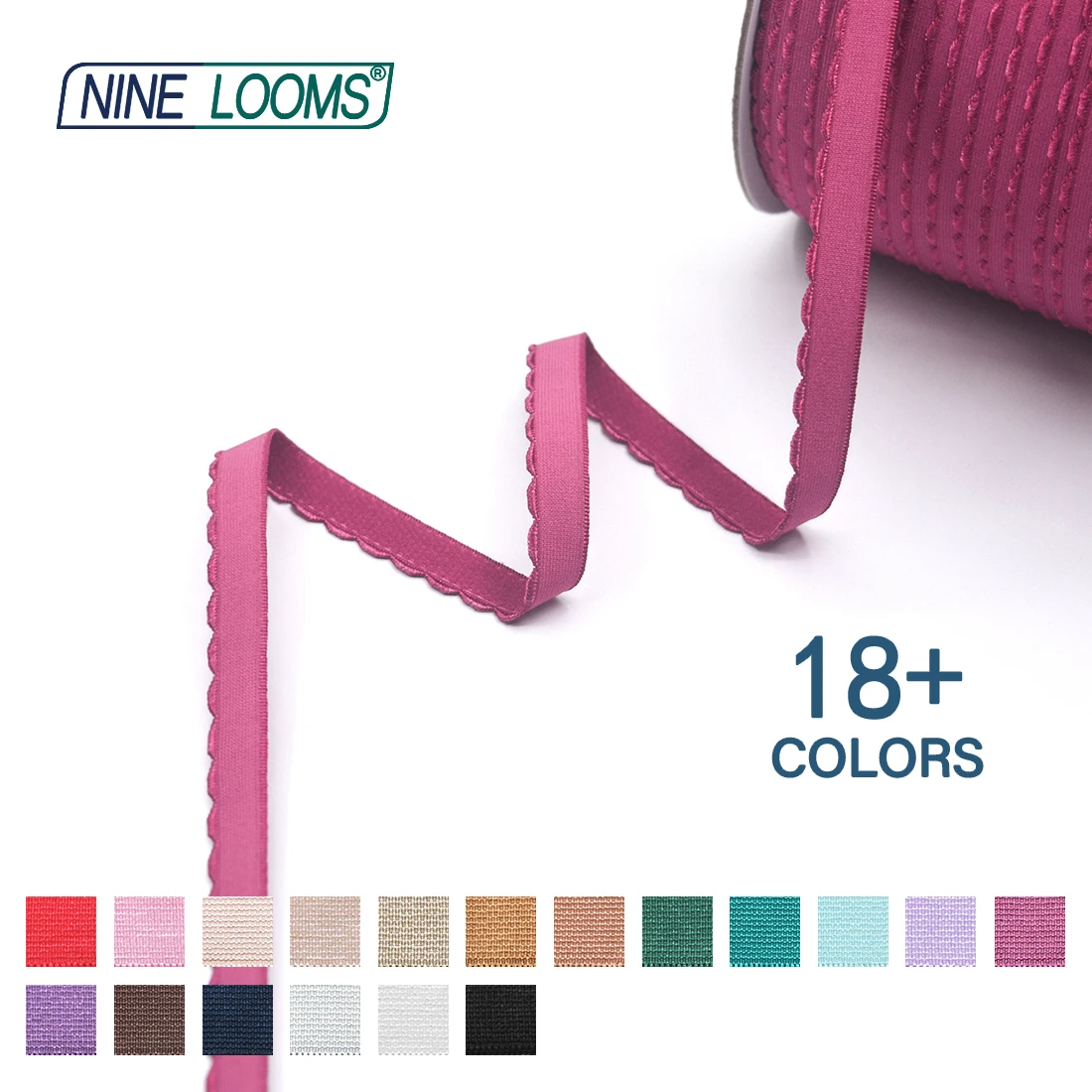 NINE LOOMS Picot BH-Träger, Gummibänder, 3/8 Zoll, 1/2 Zoll, 5/8 Zoll, 10 mm, 13 mm, 15 mm, Plüsch-Schulterband, Dessous-Nähbesätze, 50 100 Yard per Spule – Detail 3