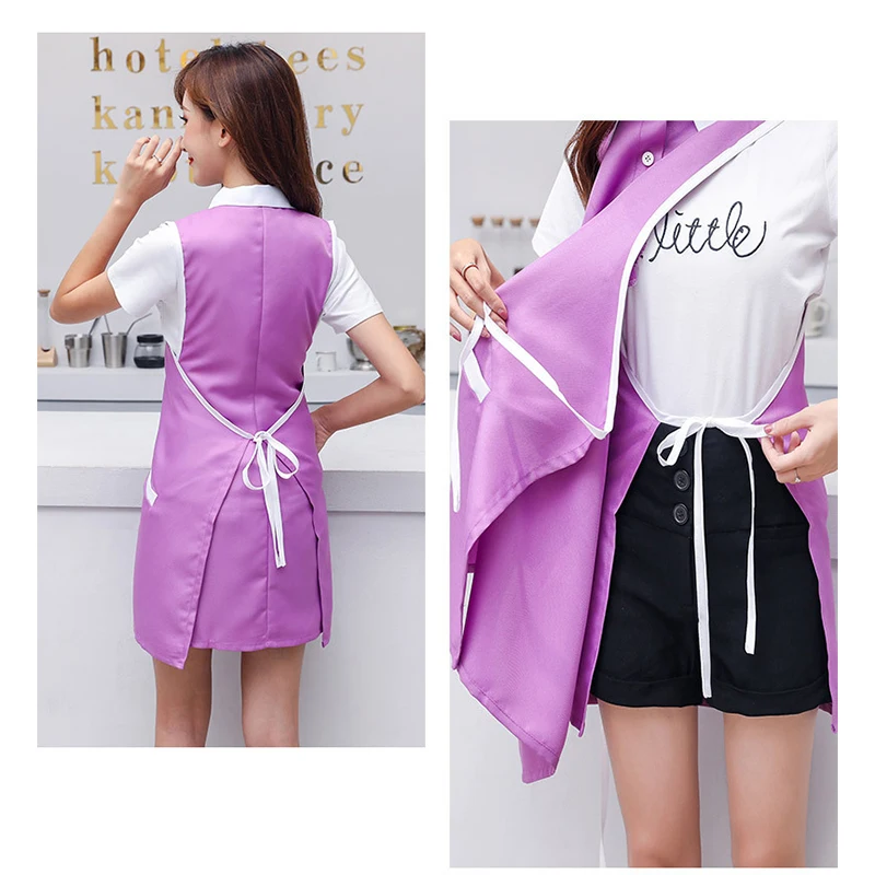 Women's Beauty Salon Work Clothes Fashion SPA Beautician Nail Waiter Lapel Apron Supermarket Aprons Waitress Sleeveless Skirt 