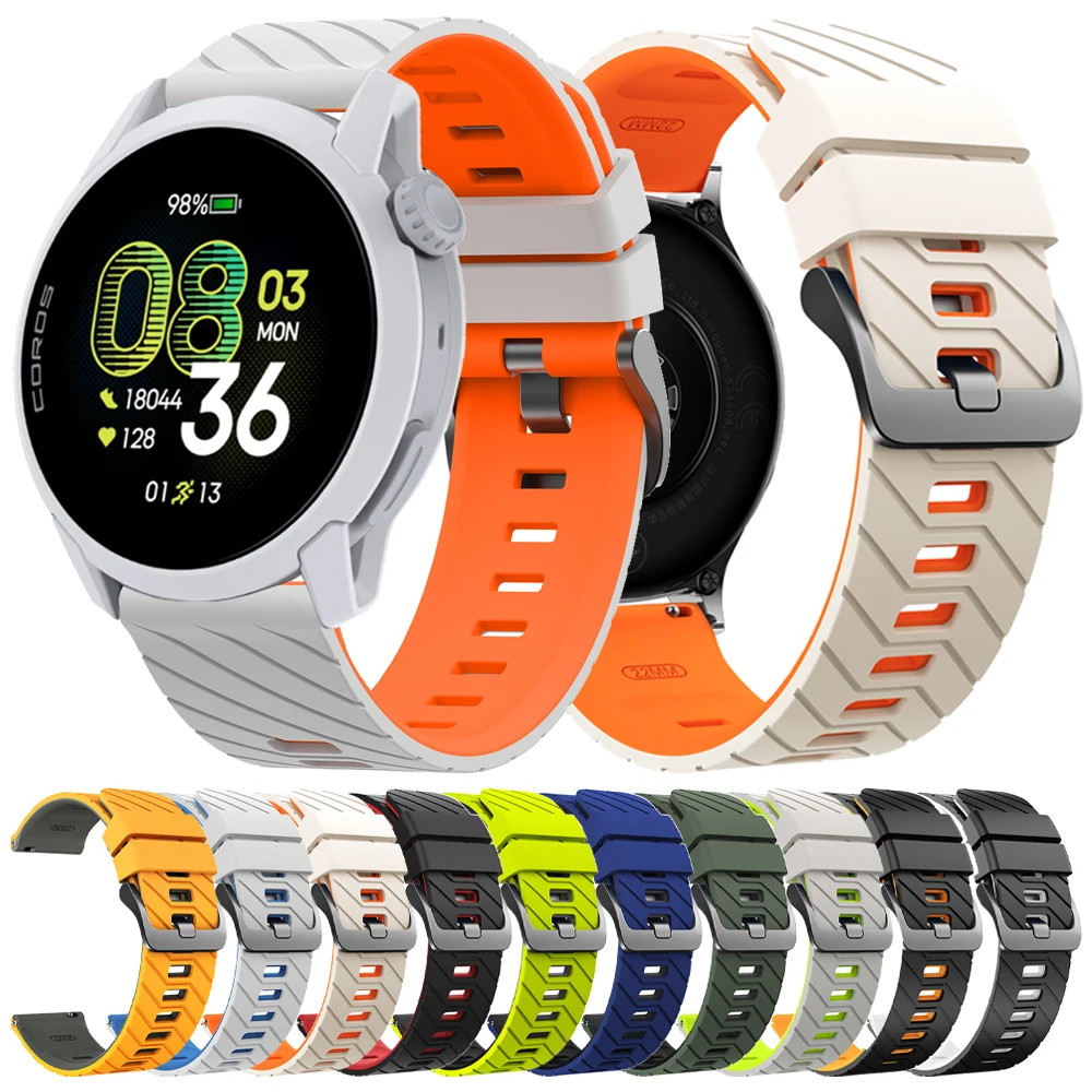 Für COROS PACE 4 Sport-Kautschukarmband für COROS APEX 4 42 mm/APEX 2 Pro Armband PACE 3 Uhrengürtelarmband 22 mm Ersatzbänder