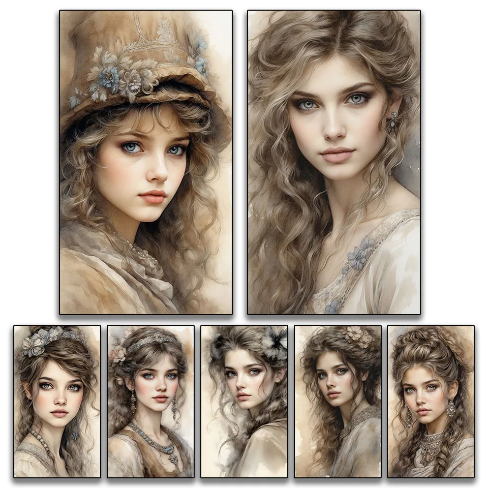 

DIY Diamond Mosaic Cross Stitch Diamond Painting 5D full Square Round Rhinestone Woman Portrait Vintage Embroidery Home Decor