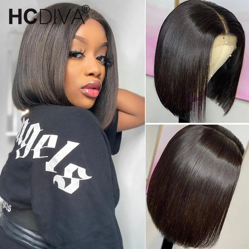 Short Bob Wigs Bone Straight Human Hair Wigs 150% Denisty Pre-Plucked 5x1 Lace Closure Wig Brazilian Remy Hair Wig For Women