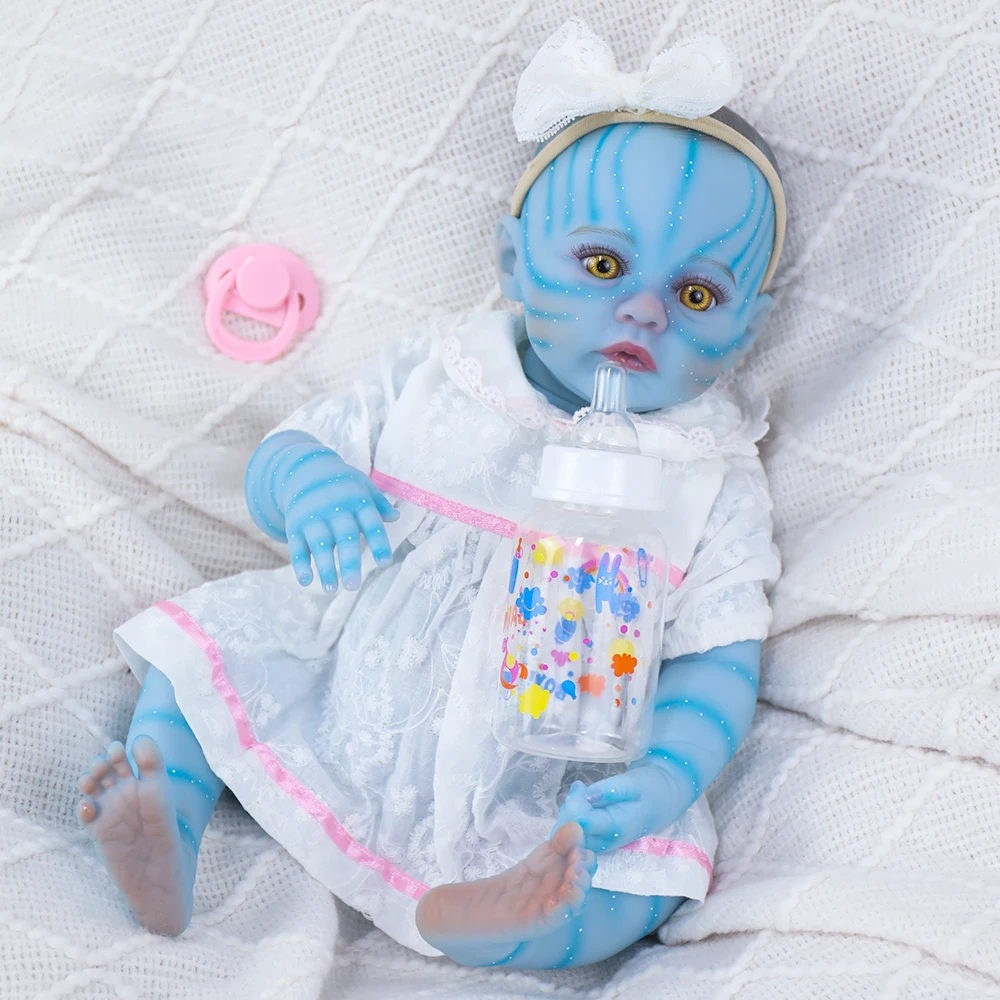 18 Zoll Silikon Baby Reborn Vollvinylkörper Avatar Meadow Lebensechte Soft Touch Handgemachte hochwertige Puppe für Mädchen Kinder Spielzeug Geschenk