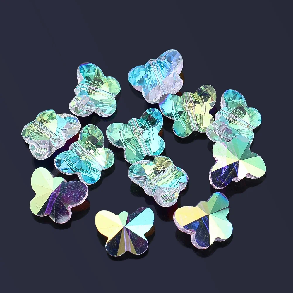 10pcs Butterfly Crystal Beads Glass Loose Spacer Beads DIY Jewelry Manufacturing Chandelier Pendant Decoration Accessories