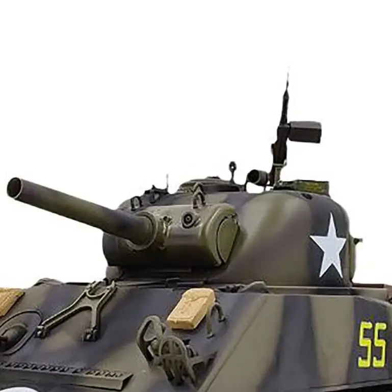 

3898 Plastic Henglong 1/16 7.0 RC Tank M4A3 Sherman 320° Turret Barrel Recoil BB IR Smoking Steel Gearbox Battery 2.4G Radio