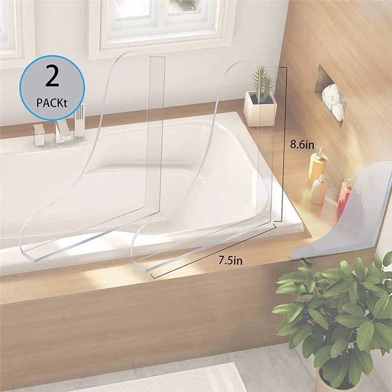 واقي رذاذ ركن حوض الاستحمام، واقي زوايا أكريليك، واقي حوض الاستحمام، واقي رذاذ حوض الاستحمام في الحمام، قطعتان شفافة ساخنة