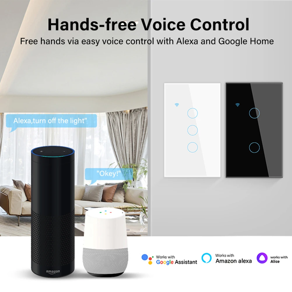 Tuya Smart Life Home House WiFi Wireless Remote Wall Switch US Voice Control Touch Sensor interruttori della luce a LED Alexa Google Home