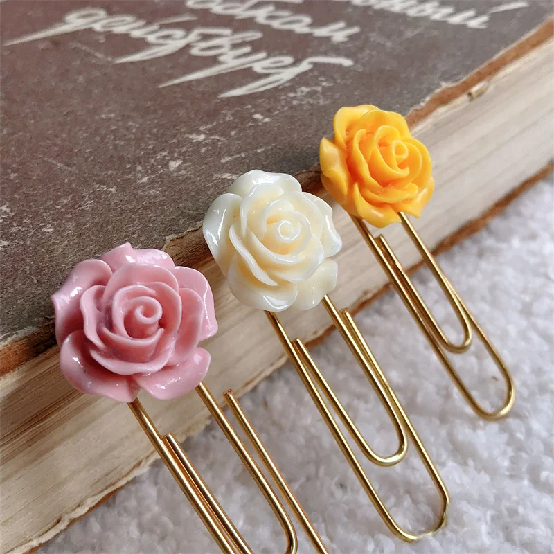 Yummy Cream Flower Paper Clips Cute Bookmark Ins Style Book Decoration Notebook Planner Accessories