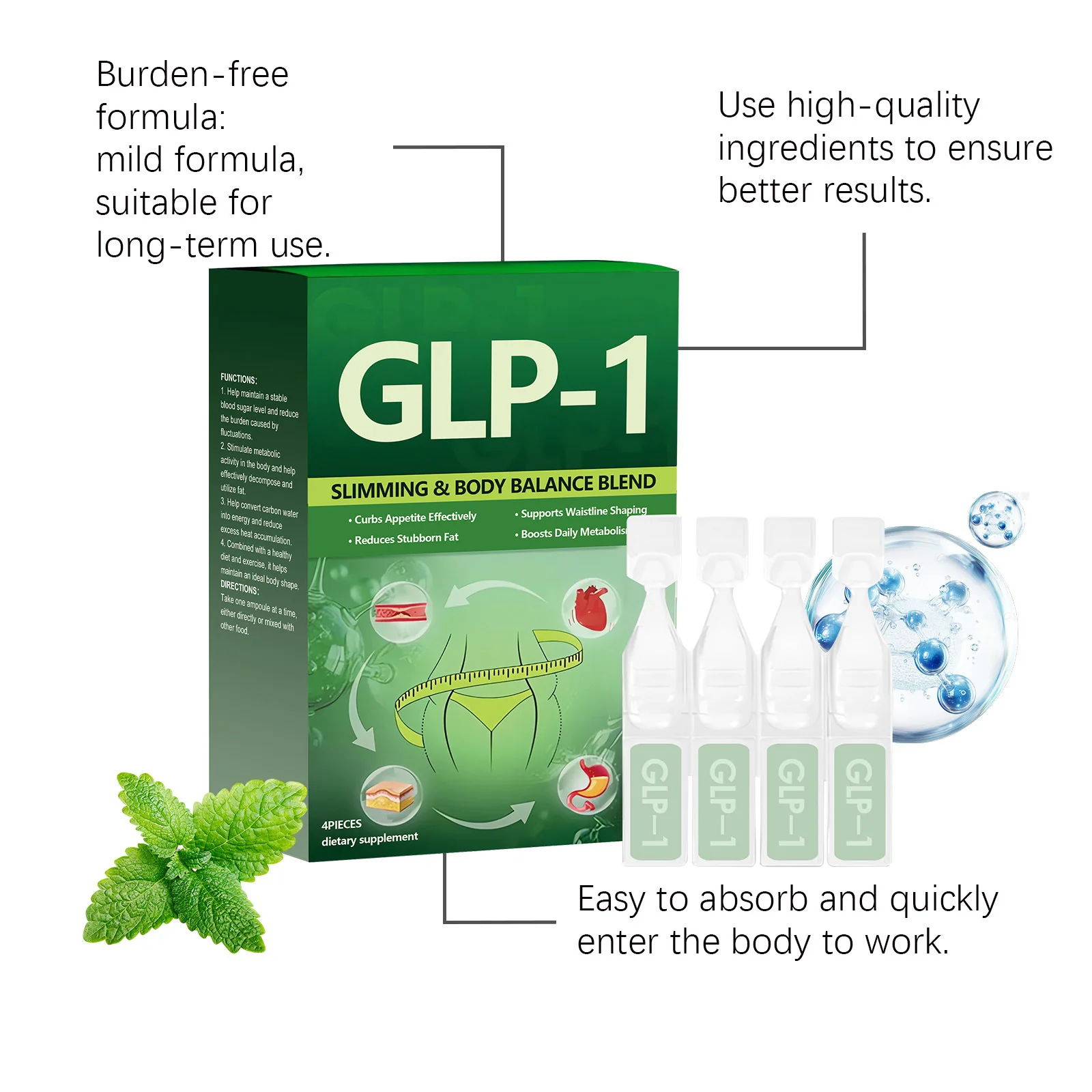 

GLP-1 Weight Loss Drops Promote Digestion Supplement Nutrition Burnning Fat Control Appetite Boost Immunity Weight Control Drops