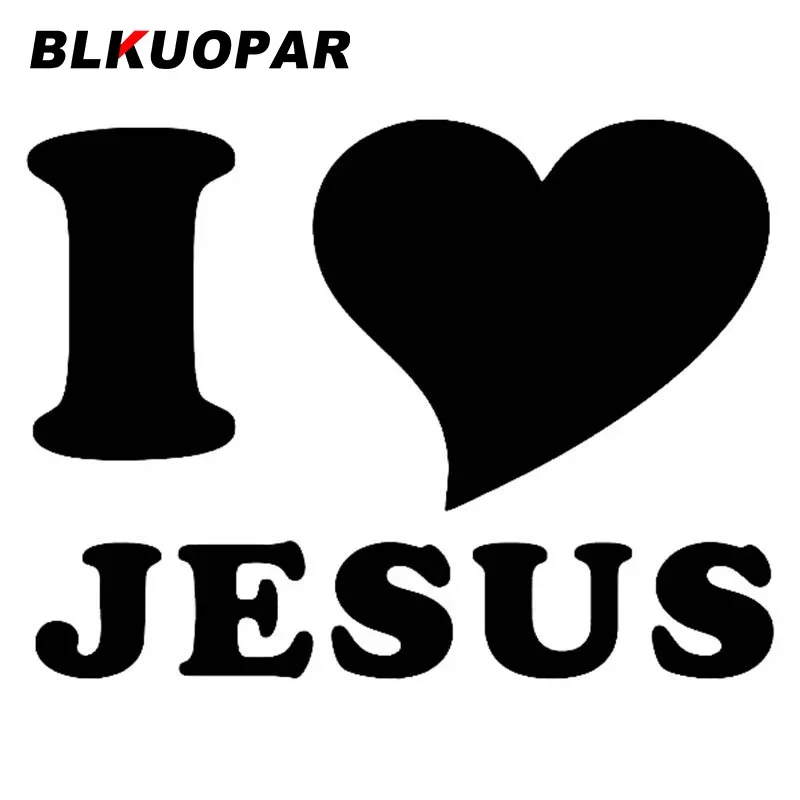BLKUOPAR أنا أحب يسوع القلب المسيحية الدينية سيارة ملصق مضحك ملصق مضاد للماء الإبداعية الزجاج الأمامي دراجة نارية سيارة التصميم