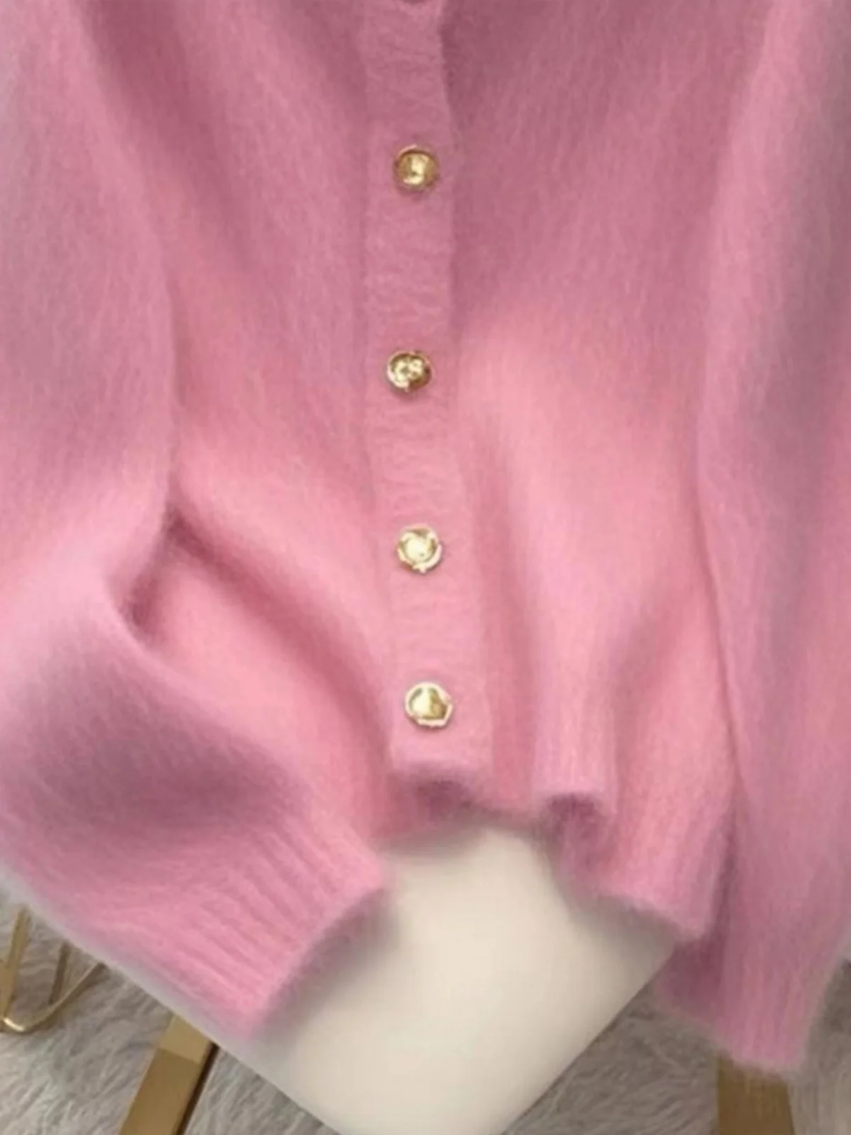 Early Autumn Korean Style Knitted Sweater Long Sleeve Pink Light Maturity Chic Cardigan Fashionable Commute Loose Fit Women's...
