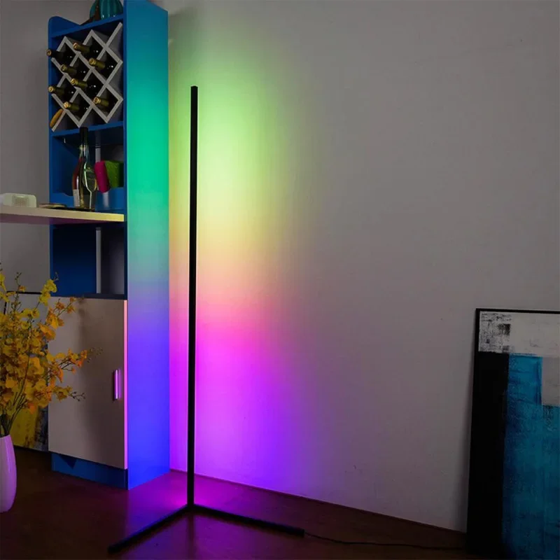 RGB LED 130cm Smart Corner Floor Lamp Dimmable Modern Mood Lighting Alexa Stand Lights for Bedroom Gaming Living Room Decor