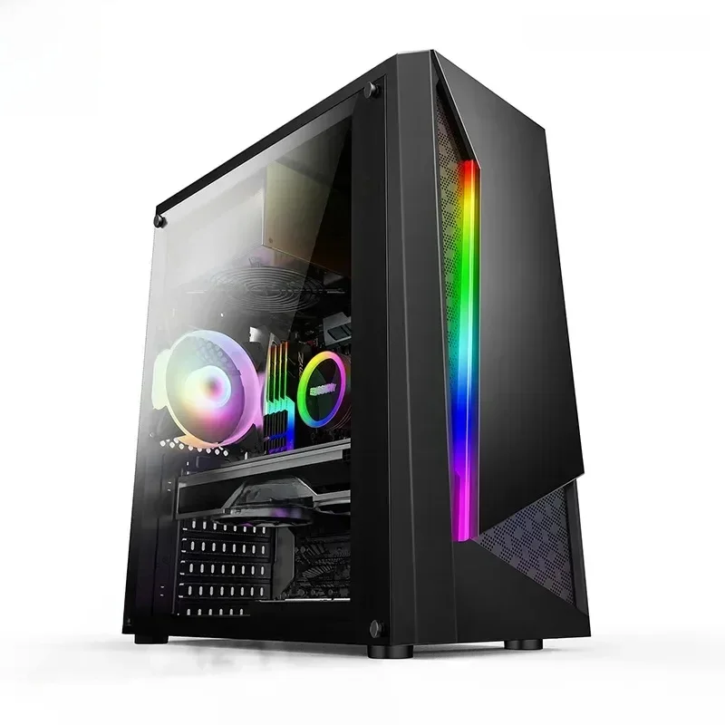 Aotesier pc gaming i9 i7 ordenador tira de luz acrílica panel frontal fuente de alimentación superior chasis transparente lateral juego atx host box