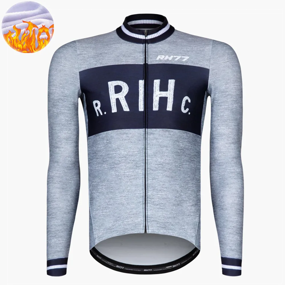 Rh77 Men Cycling Clothing Winter Thermal Fleece Cycling Jersey Long Sleeve Bike Jacket Maillot Ciclismo Bicycle Shirt Cycle Coat