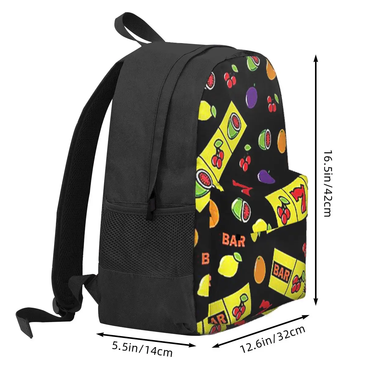 Casino Lucky Slots Cherry Melon Lemon Fruit Student Backpack School Bag Hiking Travel Daypack for Men Women Bookbag Shoulder Bag
