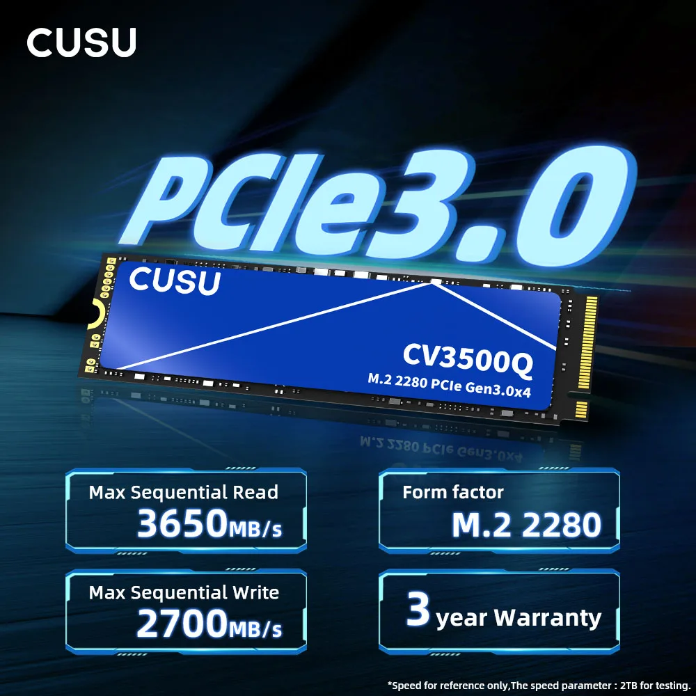 CUSU SSD 512 Go 1 To 2 To M2 NVMe PCIe3.0 M.2 SSD Disque dur SSD pour ordinateur portable de bureau