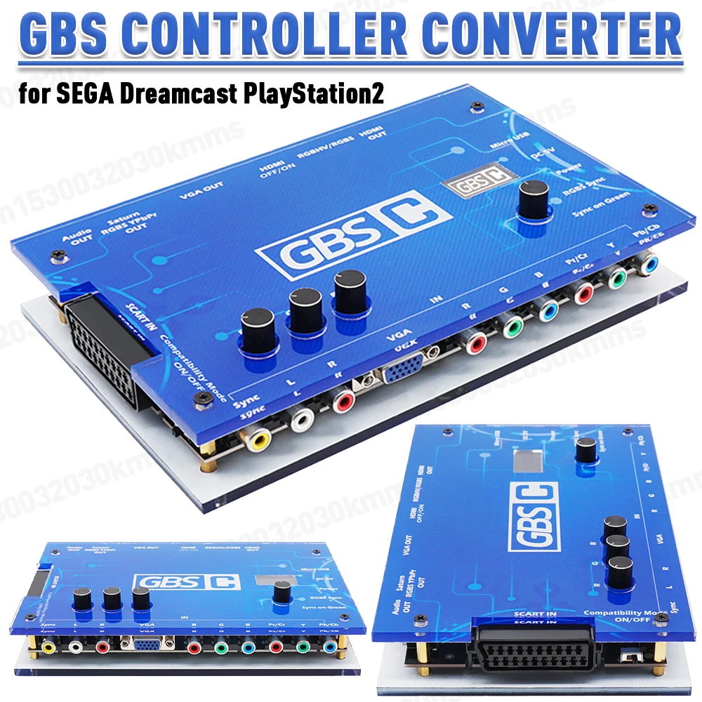 RetroScaler Blue GBS Control GBSC RGBS VGA Scart Ypbpr Signal to VGA HD MI Retro Game Consoles for SEGA Dreamcast PlayStation2