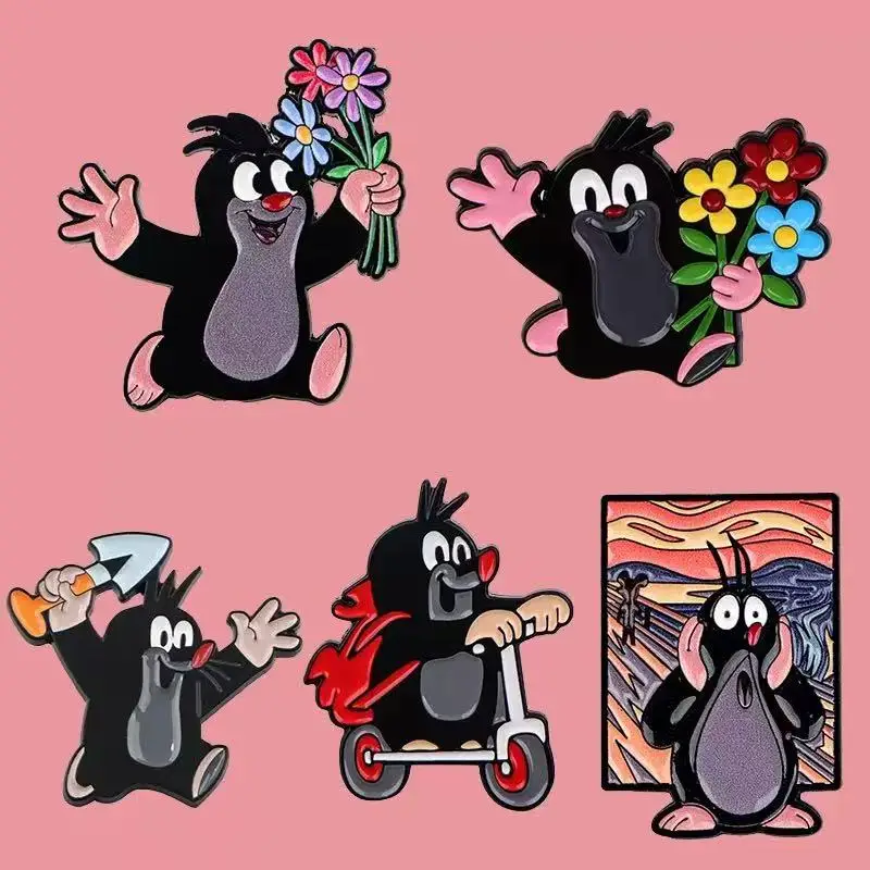 Cartoon-Maulwurf-Brosche für Rucksack, lustiger kleiner Maulwurf-Emaille-Pin, niedliche Tierbrosche, Anstecknadeln, Abzeichen, Schmuckgeschenk für Freunde