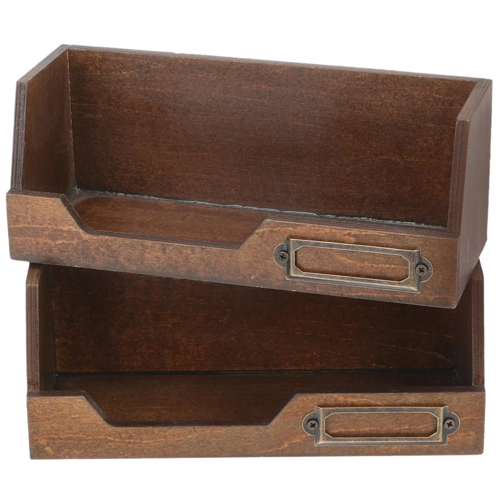 

2 Pcs Storage Box Wooden Desk Organizers Coffee Color Craft Boxes Jewelry Boxes Supply Storage Container