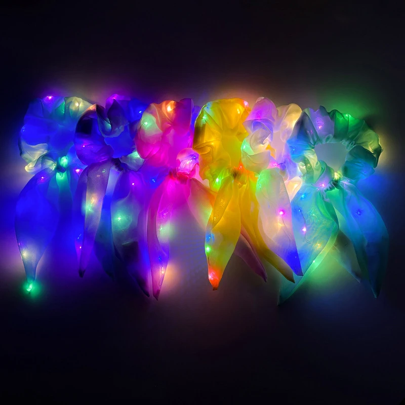 Popularne, świecące gumki do włosów LED, świecące scrunchies dla kobiet i dziewcząt, świecąca gumka do włosów, opaska do włosów na Halloween. — zdjęcie 5