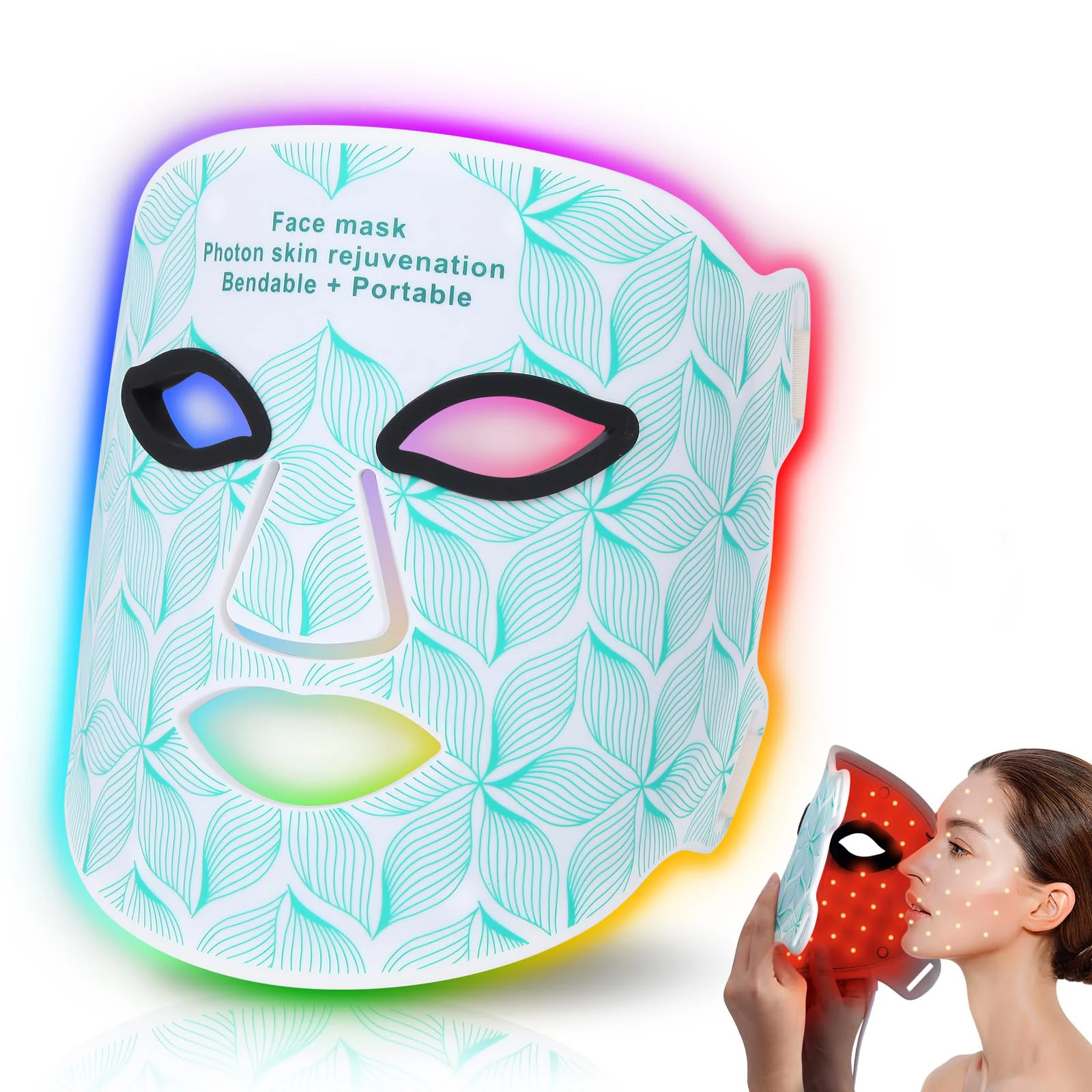 

8 Colors LED Face Mask 850NM Near-infrared Red Light Therapy Mask Skin Care Device at Home and Travel for Anti-Aging Wrinkle