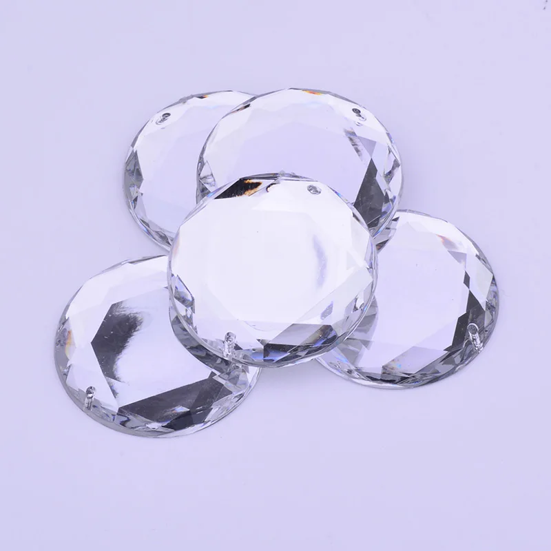 JUNAO 20pcs 36mm Clear Color Sewing Round Rhinestones Flat Back Acrylic Crystal Strass Applique For DIY Clothes Decoration