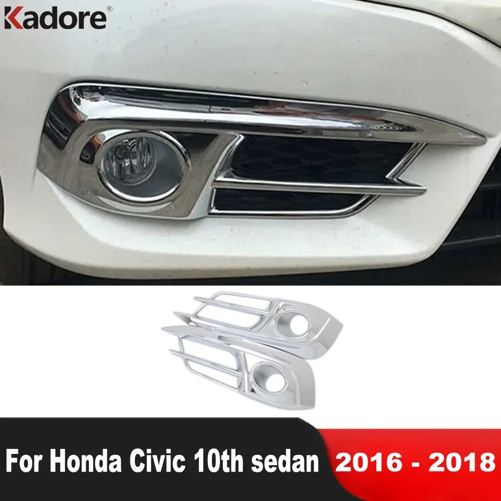 

Для Honda Civic 10, 2016, 2017, 2018 седан, Хромированная передняя противотуманная лампа, крышка обшивки головки, Аксессуары для фонарей