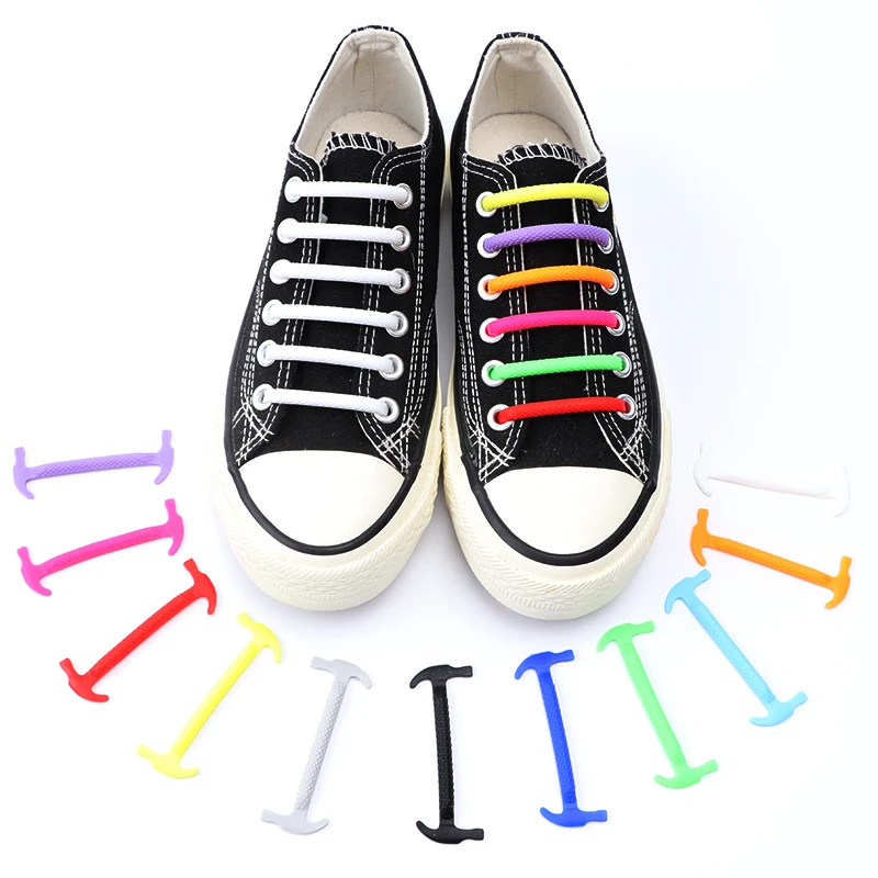 16 Pcs Silicone Semicircle Shoelaces Without Ties Elastic Laces Sneakers Men Women Colorful Casual Shoes Laces Lazy Accessories
