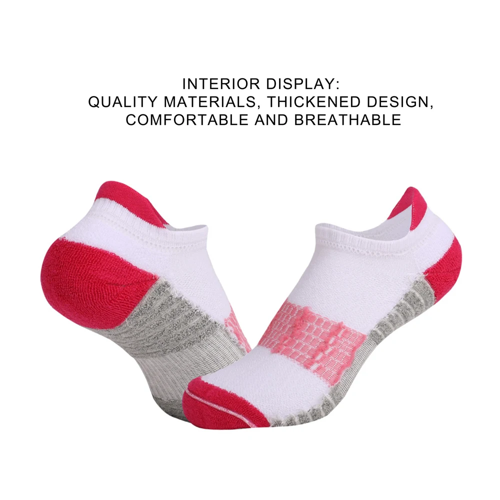 3pairs Cotton Towel Bottom Running Socks Women Fitness Sports Sweat-absorbing Breathable Anti-friction Marathon Ankle Tab Socks