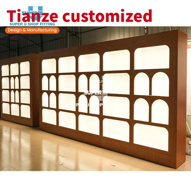 (customized)Custom Lighting Shop Furniture Wooden Display Rack Design Vintage Smoke Shop Wood Display