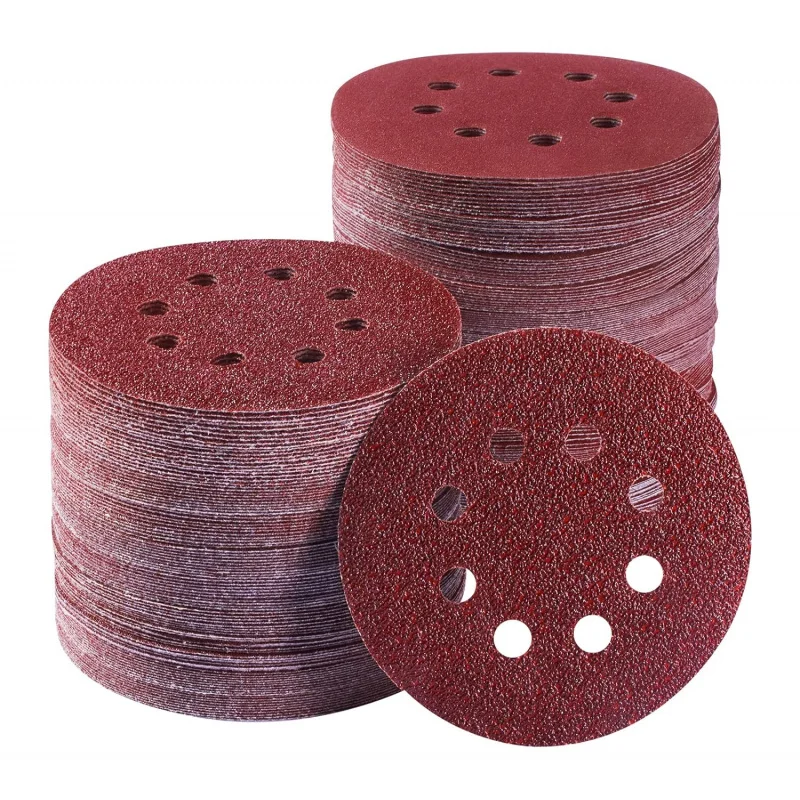 240pcs-set 1920pcs-carton 5-in 8-H Sanding Disc Hook and Loop Aluminum Oxide 40 60 80 100 120 150 180 240 320 400 600 800 Grit