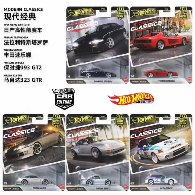 

Hot Wheels FPY86 Car Culture Modern Classics Set Metal Base Real Riders Rubber Tires 1:64 Diecast Cars Ferrari Porsche Models