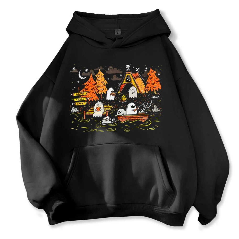 Fun-Filled Halloween Hoodie - with Colorful Ghostly Characters & Outdoor Adventure Theme Unisex Autumn Streetwear Tops Anime