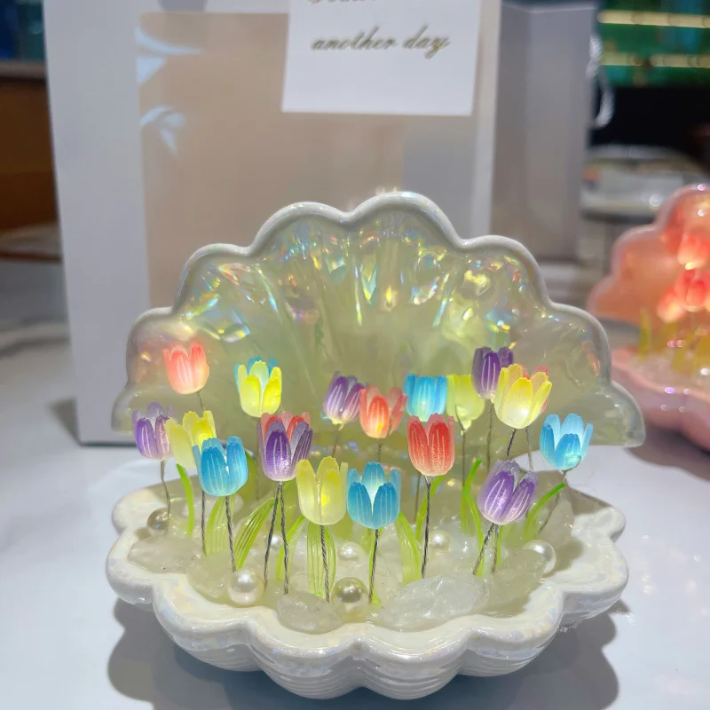 

Ceramic Tulip Night LightdiyHandmade Materials Birthday Atmosphere High-end Qixi Festival Girlfriend
