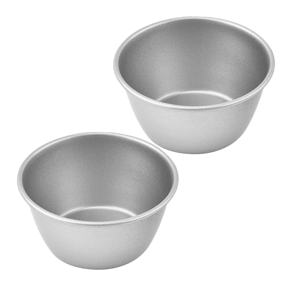 

2pcs Round Pudding Cups Baking Molds Muffin Egg Tart Cake Mold Nonstick Reusable Oven Safe For Home Commercial Use Metal