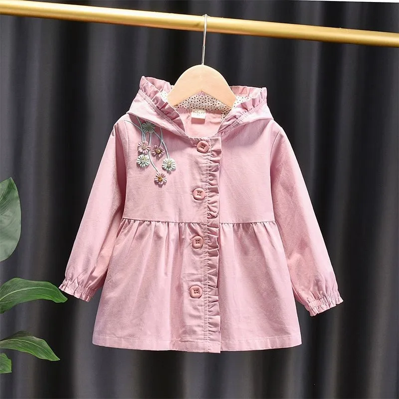 2024 nuova primavera autunno estate ragazze bambini cotone giacca a vento con cappuccio confortevole carino vestiti per bambini abbigliamento per bambini