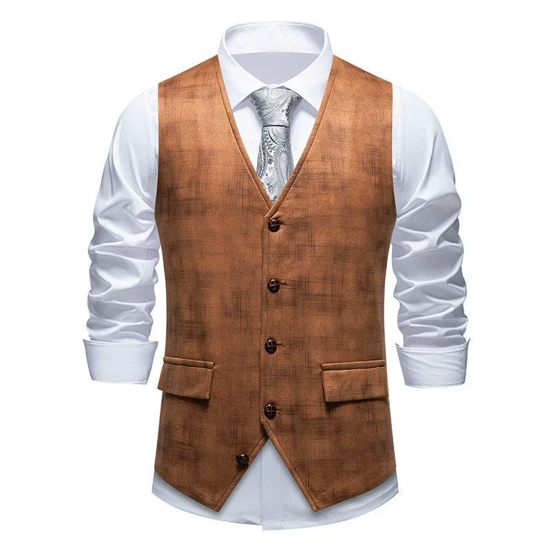 2026 Autumn Warm Plaid Print Suede Waistcoat Mens Daily Outdoor Slim Fit Single Breasted Tank Tops Male Streetwear Vintage Vests