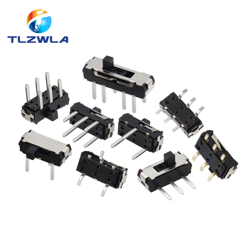 10PCS Slide Switch Micro-power Toggle Switch Single and Double-row Direct-inserted Horizontal Sliding Second Gear Third Gear