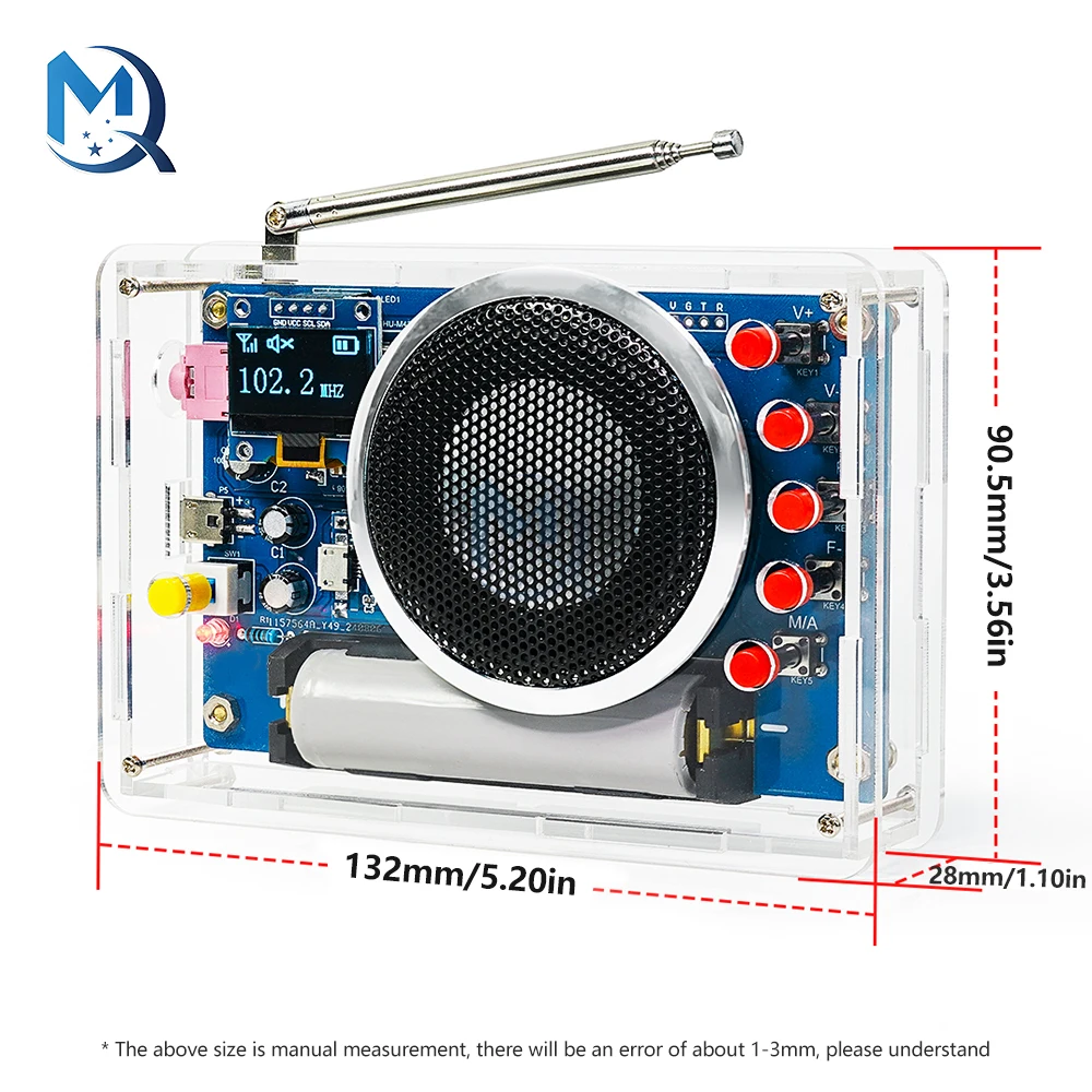 OLED Display Radio Assembly Kit Rechargeable FM Circuit Board Production Welding Electronic DIY Parts