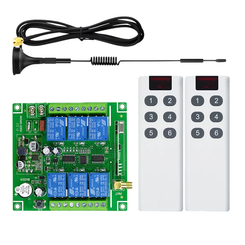 

Универсальное реле постоянного тока 12 В 24 В 36 В 48 В 10 А 6 каналов RF Беспроводное радиопереключатель дистанционного управления 433 МГц для фермы/промышленности/сельского хозяйства