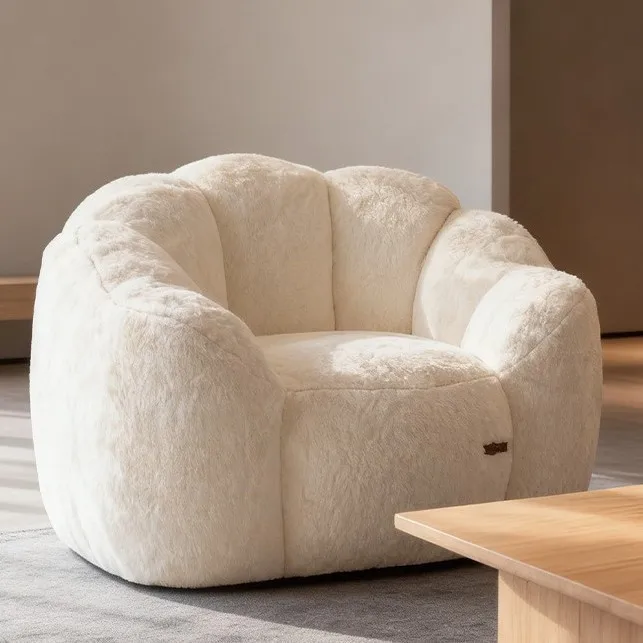 Modern Compressible Lazy Bean Bag Sofa Chair, High Density Foam Filling, Fabric Upholstered Single Seat for Bedroom, Balcony