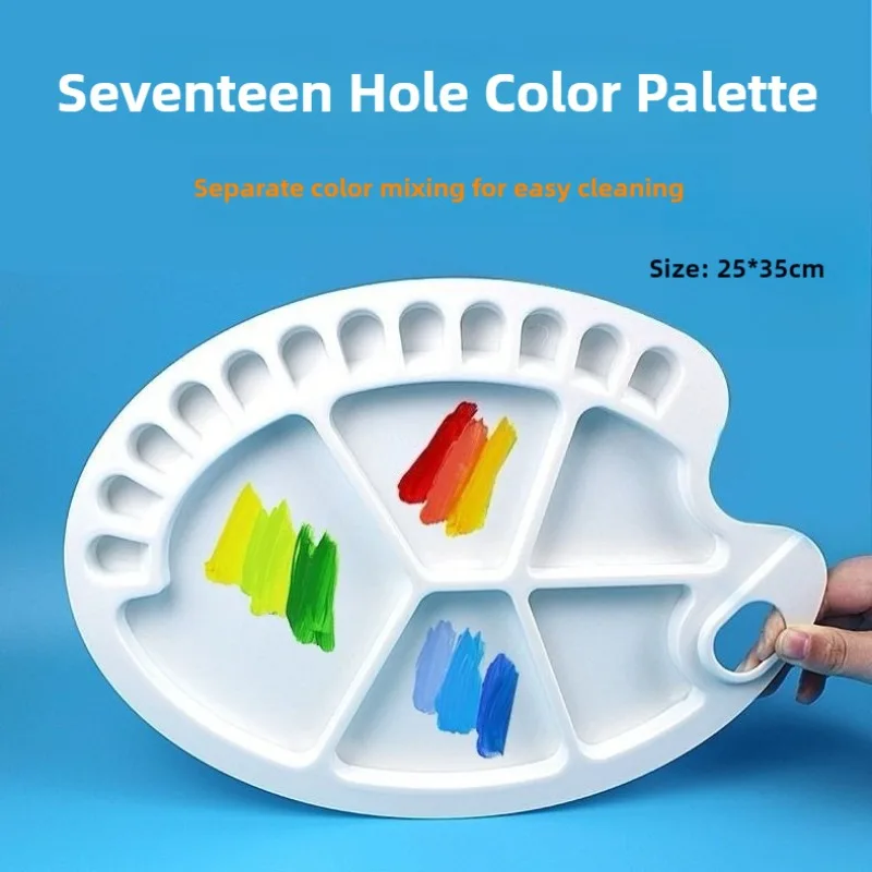 

2PCS Artist Painting Palette 17 Well Fish Shaped Plastic Color Mixing Tray Kids Classroom Art Craft Watercolor