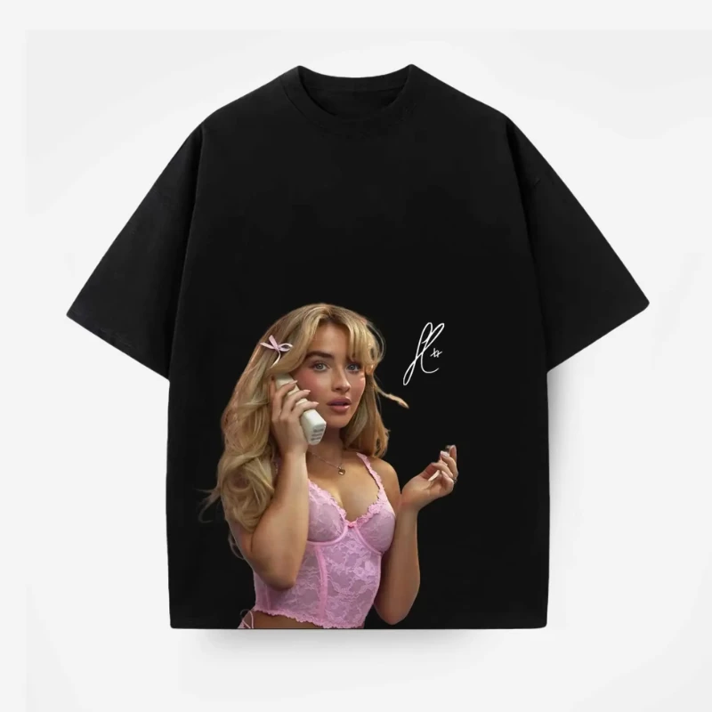 SABRINA CARPENTER تي شيرت 2025 الصيف الأكثر مبيعا الرجال تي شيرت عادية المتضخم القطن تي شيرت شارع العليا الهيب هوب ملابس للرجال