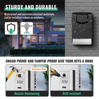 HHO-Light Up Dials Key Lock Box For Outside Sturdy Waterproof Combination Key Holder Wall Mount Storage Box